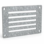 Galvanized steel agricultural equipment guard panel with horizontal ventilation slots