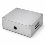 Custom aluminum instrument enclosure with removable lid, front circular cutout and side ventilation slots