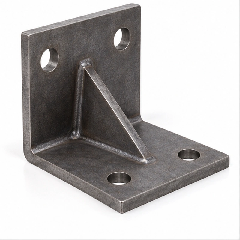 Heavy-duty post mounting bracket in three-quarter view on a white background