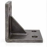 Side view of heavy-duty post mounting bracket showing thick steel material and 90-degree bend