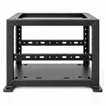 Side view of robotic control system chassis showing the open frame and interior mounting rails