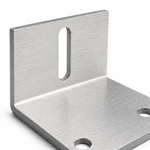 Close-up of aluminum solar panel mounting bracket bend and elongated adjustment slot